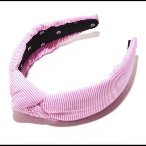 Pink Seersucker Striped Knotted Headband